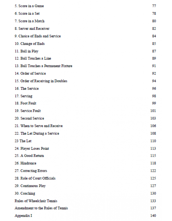 HANDBOOK OF TENNIS - RULES AND REGULATIONS (COLOR BOOK)